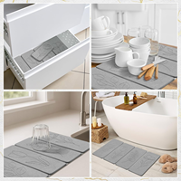 Grand tapis pliable antidérapant à séchage rapide CC 24"x16" et tapis absorbant en terre de diatomée à motif floral 8"x4" pour vaisselle, bouteilles et tasses