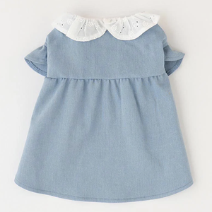 <strong>Dog</strong> Dresses Blue Spring Fashion Frocks Cowboy Short Sleeve Dresses Button Down <strong>Dog</strong> <strong>Dressing</strong> <strong>Gowns</strong> - Product Image 3