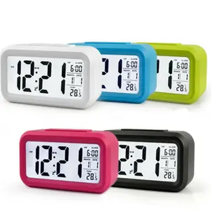 Despertador digital led, relógio desktop, calendário eletrônico, despertador, temporizador de soneca