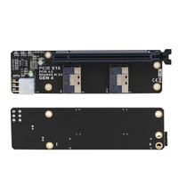 Convertisseur 2 ports SlimSAS 8i x2 vers PCIE 4.0x16 sff8654 Carte GEN4 JHHP1B pour carte réseau Carte graphique vidéo GPU 6Pin Power