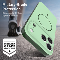 Coque de téléphone portable magnétique verte neuve avec protection d'objectif effet peau et couleurs contrastées pour iPhone 17 Pro Max