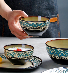 Service de table en céramique personnalisé avec motif de côte bleue, assiettes en relief de style européen classique, bols, assiettes, tasses - Product Image 3