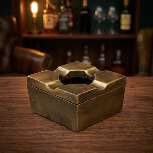 Square Brass Desktop <b>Ashtray</b> <b>Vintage</b> Style Home Decor - Product Image 2