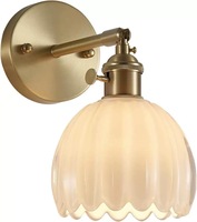 Applique murale moderne en verre floral doré applique de chevet de style nordique minimaliste avec miroir LED RGB corps en fer pour le salon
