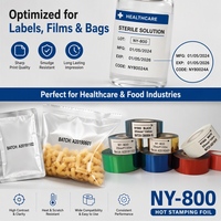 Foil Kode Hot Stamping Premium NanYun NY-800 untuk Mesin Kode Tanggal, Kompatibel dengan HP-241 DY-8 Labeler Manual dan Otomatis