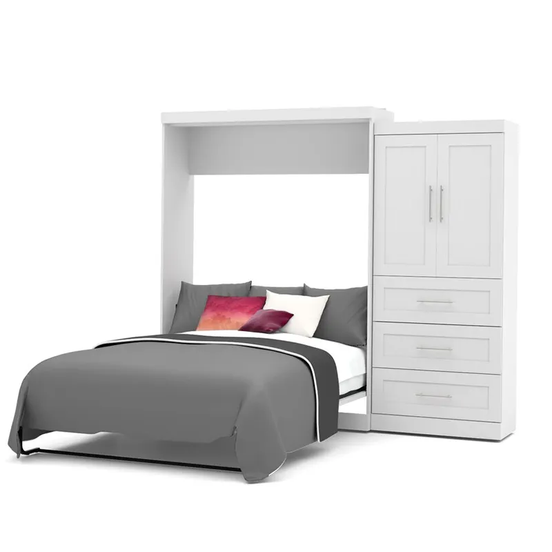 2021 furniture popular space saving full folding diy horizontal murphy bed mechanism kit with storage cabinet