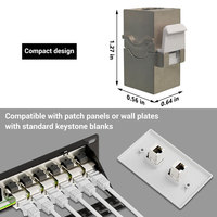 Acoplador Modular en Línea STP RJ45 Cat6A Blindado de 10 Gbps con Carcasa de Aleación de Zinc, Hembra a Hembra, para Extensión de Red Ethernet