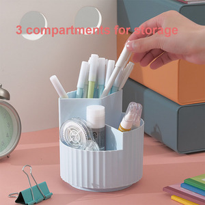 Bview Art 360 gradi rotanti 3 scomparti organizzatori da scrivania portapenne in plastica - Product Image 4