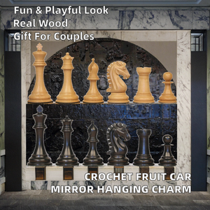 Nouveauté 2024 : Accessoires de rétroviseur de voiture en bois au crochet, motifs mignons pêche, mangue, citron, fraise, pour adolescents - Product Image 2