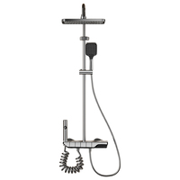Ensemble de robinetterie de douche gris anthracite avec pommeau de douche pluie 4 modes, douchette à main et pulvérisateur de bidet haute pression pour salle de bain, vente en gros usine