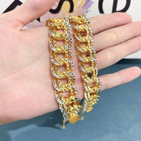 Bijoux unisexes Jxx Fashion, bracelet chaîne cubaine plaqué or 24 carats bicolore, accessoire de vente en gros pour hommes et femmes