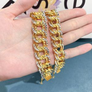 Jxx Fashion Unisex Jewelry 24K Gold Plated Two-Tone Cuban Chain <b>Bracelet</b> Wholesale Accessory for <b>Men</b> and Women - Product Image 2