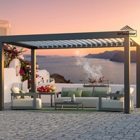 Pergola motorisée à toit rétractable Airfun avec construction en MDF, imperméable, protection UV, résistante à la neige et au vent, pour usage extérieur