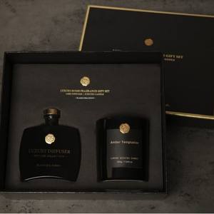 Coffret cadeau d'assainisseur d'air pour hôtel, <span class=keywords><strong>bougie</strong></span> parfumée de luxe en cire de soja en verre, bâtonnet de <span class=keywords><strong>bougie</strong></span>, diffuseur de parfum à l'huile essentielle, aromathérapie, vacances - Product Image 1