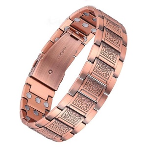 <b>Men</b> Biomagnetic Fashionable <b>Bracelet</b> With Geometric Pattern Design Three-Row Magnetic <b>Beads</b> for Arthritis - Product Image 4