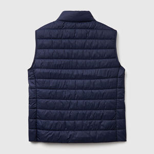 Men's Navy Blue <b>Quilted</b> Vest Stand Collar Zipper Closure Windproof Casual Winter Outerwear 100 Polyester <b>Wadding</b> - Product Image 6