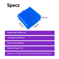 SUNKING 4S2P 14.8V 4000mAh Paket Baterai Lithium NMC 500 Siklus 375g -10~60C Suhu Operasi