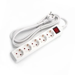 Prolunga elettrica a 5 prese con interruttore, 5 m, 3G, 1,5 mm, colore bianco, ideale per collegare più dispositivi elettrici. - Product Image 1