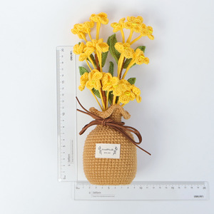Fleurs au crochet faites à la main, bouquet de fleurs au crochet en forme de chèvrefeuille, cadeau de Saint-Valentin <span class=keywords><strong>pour</strong></span> la décoration intérieure - Product Image 4
