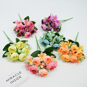 Bouquet de fleurs artificielles 30 cm, roses en soie, accessoires de décoration pour mariage et maison - Product Image 4