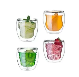 2021 Custom Design Recycled Unbreakable Double Wall Borosilicate Glass Drinking Glass
