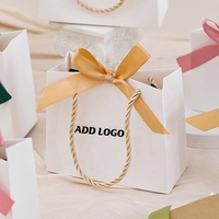 CSMD Kleine Bestellmenge Akzeptieren Flache Verpackung Karton Souvenirs Paket Kann Ihr Logo auf dieser weißen Geschenkt üte mit Griff drucken