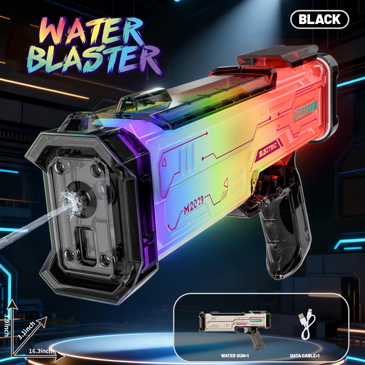 Chao play magic water gun-black-english color box