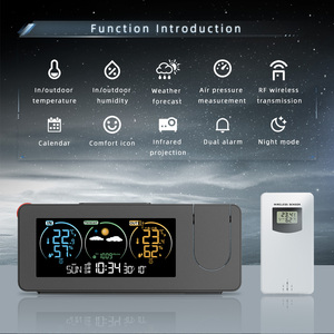 Projection numérique réveil VA écran temps <span class=keywords><strong>projecteur</strong></span> Station météo température humidité moniteur thermomètre réveil - Product Image 3