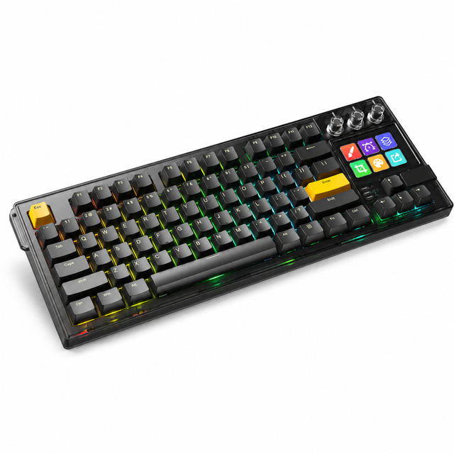 New K1 Pro Wired Gaming Mechanical Keyboard with RGB Backlight 6 Macro Keys 87 English Keys USB 2.0 FCC ROHS for Laptop Desktop