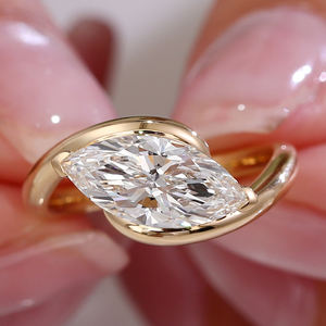 Fine Jewelry IGI 1.5 quilates Anel De Noivado 14K Amarelo Anel De Ouro De Casamento para As Mulheres <span class=keywords><strong>Marquise</strong></span> Cut Lab Criado Diamante - Product Image 1