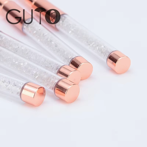 Suministros de uñas de alta calidad, venta al por mayor profesional, juego de pinceles de belleza para decoración de uñas, esmalte de uñas con mango de Metal de Color oro rosa - Product Image 4