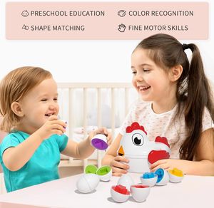 Oeufs de Pâques de poulet jouets jeu de correspondance des couleurs trieur de formes avec 6 oeufs de jouets pour enfants jouet d'éducation sensorielle de motricité fine - Product Image 5