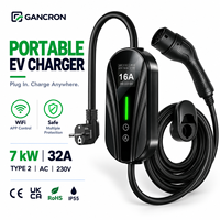 Vente en gros de chargeurs EV portables de type 2, 7 kW, 32 ampères, 32A, station de charge rapide intelligente AC EVSE avec application Wifi pour véhicule électrique