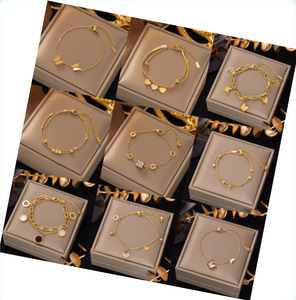 JXX Gioielli in Acciaio Inossidabile all'Ingrosso <span class=keywords><strong>Bracciale</strong></span> da <span class=keywords><strong>Donna</strong></span> Placcato Oro 18k con Catena Cubana e a Spina di Pesce in Acciaio Inossidabile - Product Image 1