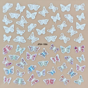 Calcomanías de Arte de <span class=keywords><strong>uñas</strong></span> de mariposa Floral de cola de sirena 5D personalizadas, pegatinas de plástico impermeables de estilo francés japonés para decoración de <span class=keywords><strong>uñas</strong></span> - Product Image 5