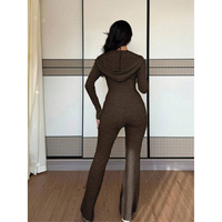 Ensemble de survêtement décontracté Y2K personnalisé OEM ODM pour printemps/automne : Cardigan à capuche slim à manches longues et pantalon de survêtement tricoté style urbain