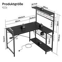 Bureau de jeu PC avec éclairage LED Infinity, bureau de jeu en forme de L avec éclairage RGB, bureau de jeu avec panneau perforé, support d'ordinateur mobile