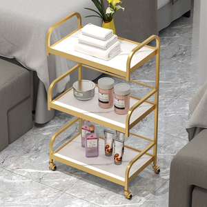 Modern Beauty Salon Furniture White Gold Metal Frame <b>Tool</b> Car Luxury High Quality 4 Wheels Salon <b>Trolley</b> - Product Image 2