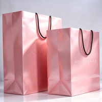Sac de shopping en papier de haute qualité, recyclé, pliable, pour vêtements, sous-vêtements, chaussures, chaussettes, avec poignée en corde de coton rose