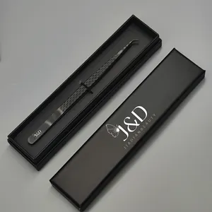 Custom Pink Black Purple Matte Tweezers Box Private Label Grip Eyelash Tweezers Isolation Fiber Tip Volume Lash Tweezers