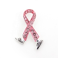 Ruban de sensibilisation au Cancer du sein rose en strass, épingle à chaussures broche pour accessoires d'infirmière