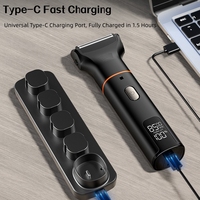 Kit de toilettage professionnel rechargeable 5-en-1 pour homme, en acier inoxydable, pour usage domestique, tondeuse électrique pour barbe, poils du corps et nez