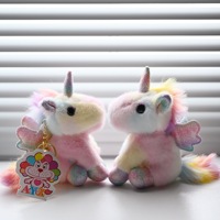 Nouvelle poupée en peluche personnalisée, licorne ailes d'ange arc-en-ciel rose fantôme, cadeau, porte-clés, pendentif, 10 cm, rembourrage en coton PP