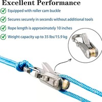 Cordon de tension réglable en acier inoxydable avec boucle à came autobloquante réfléchissante pour tendeur, étanche et portable pour camping et activités de plein air