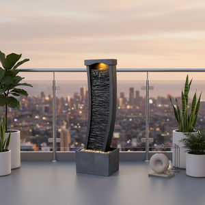 <span class=keywords><strong>Fontaine</strong></span> d'extérieur moderne GENO en <span class=keywords><strong>ardoise</strong></span>, à cascade, alimentée par prise secteur, pour la décoration de jardin et de maison - Product Image 5