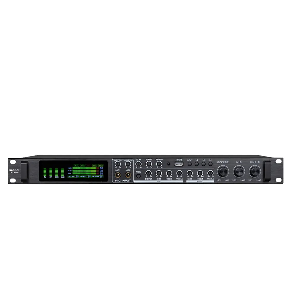 Prosesor Audio Digital KTV logam, prosesor Audio profesional dengan fungsi USB untuk efek Karaoke panggung