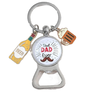 Cadeaux de la fête des pères en gros, idées de cadeaux pour papa, porte-clés rond en alliage de zinc noir et argent bon marché, mari, grand-père, promotion - Product Image 1