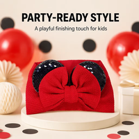 Fait à la main rouge noir Minnie Mouse oreilles bandeau élastique bandeau nœud Paillette enfants cheveux accessoires bébé tissu chapeaux