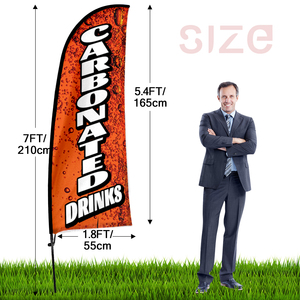 Kit drapeau à plumes double face pour la publicité alimentaire comprenant des piquets de sol et des poteaux promotionnels commerciaux - Product Image 2