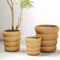 Pot Bunga Semen Motif Spiral Sederhana Nordik Ukuran Ekstra Besar, Model Punggung Kura-kura, untuk Tanaman Taro, Lily, Bambu, dan Tanaman Lainnya